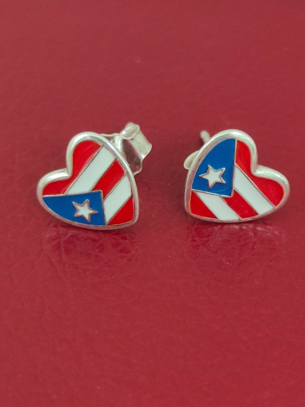 Puerto Rico Flag Earring Women Jewelry Stud Earrings S925 Sterling Silver